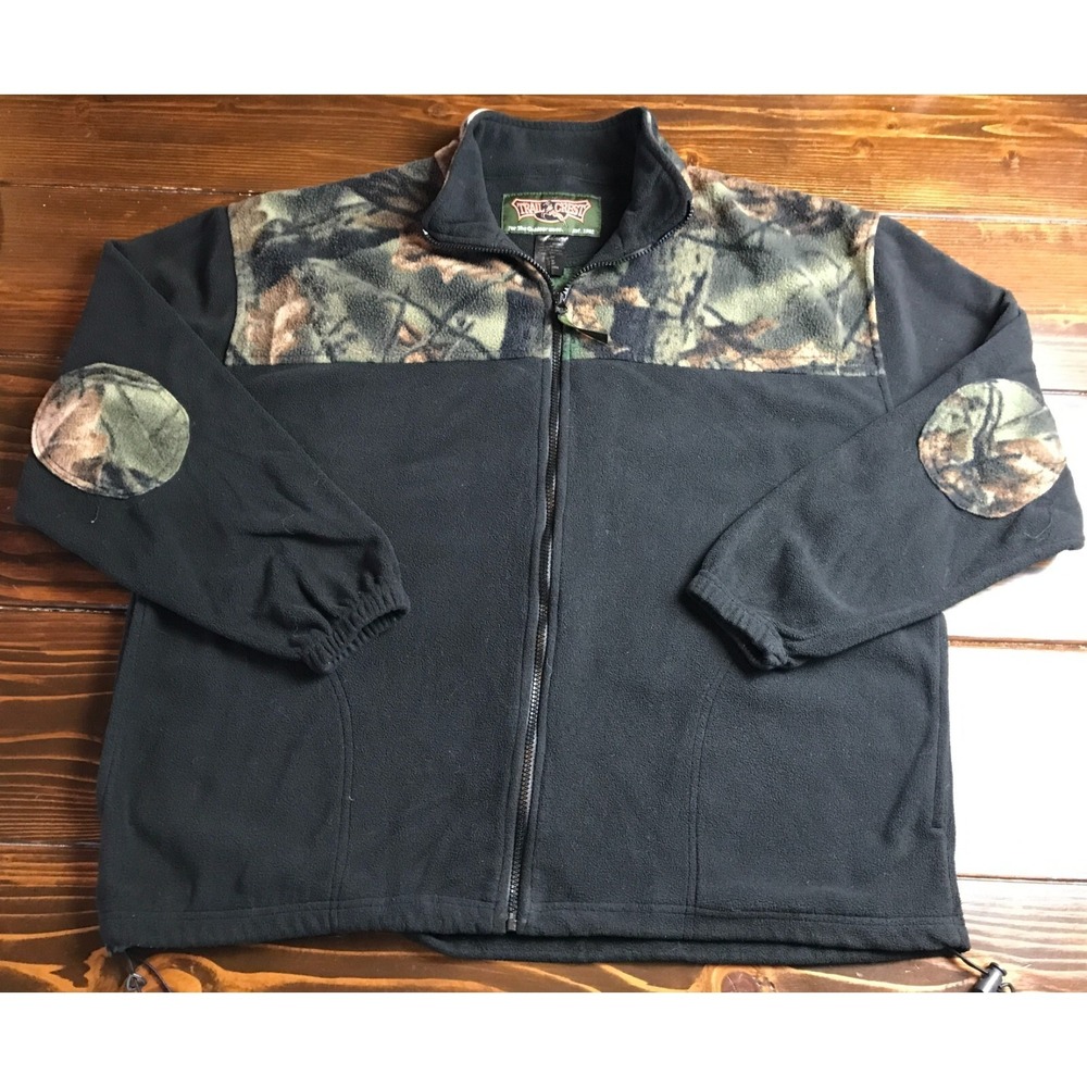 Trail Crest Shirt, Men's Size XL, Black Green, Camouflage, Full Zip, Fleece